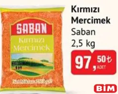 SABAN KIRMIZI MERCİMEK 2,5 KG SABAN KIRMIZI MERCİMEK 2,5 KG